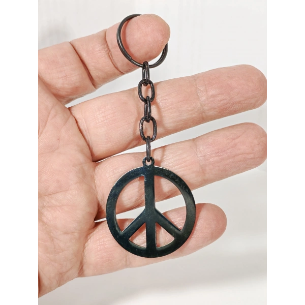 Barış Sembolü Figürlü Metal Anahtarlık - Minimalist ve Anlamlı Hediyelik Aksesuar