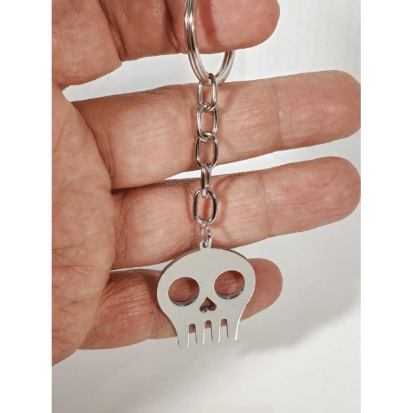 Kuru Kafa Figürlü Gümüş Renk Metal Anahtarlık - Minimalist ve Marjinal Hediyelik Aksesuar