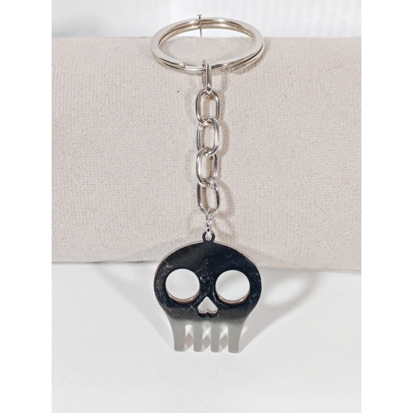 Kuru Kafa Figürlü Gümüş Renk Metal Anahtarlık - Minimalist ve Marjinal Hediyelik Aksesuar