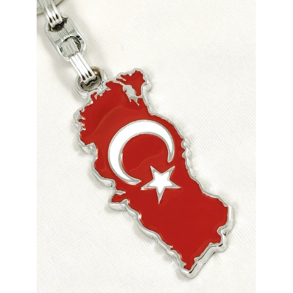 Ay Yıldız Bayraklı Türkiye Haritalı Metal Anahtarlık