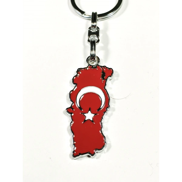 Ay Yıldız Bayraklı Türkiye Haritalı Metal Anahtarlık
