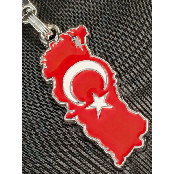 Ay Yıldız Bayraklı Türkiye Haritalı Metal Anahtarlık