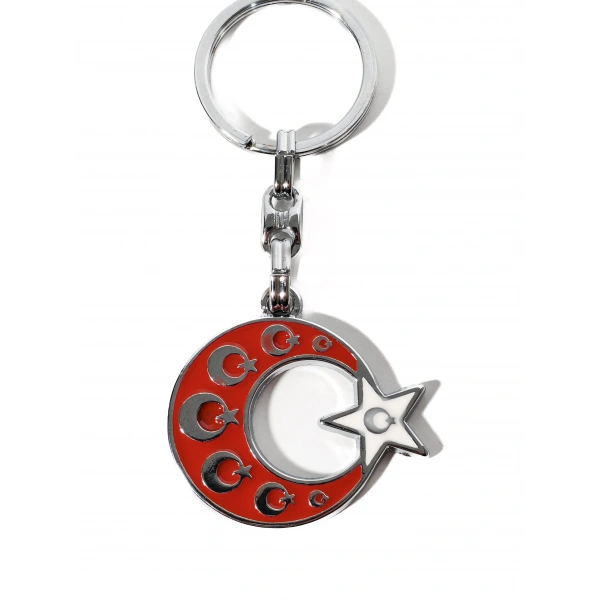 Kabartmalı Ay Yıldızlı Metal Anahtarlık