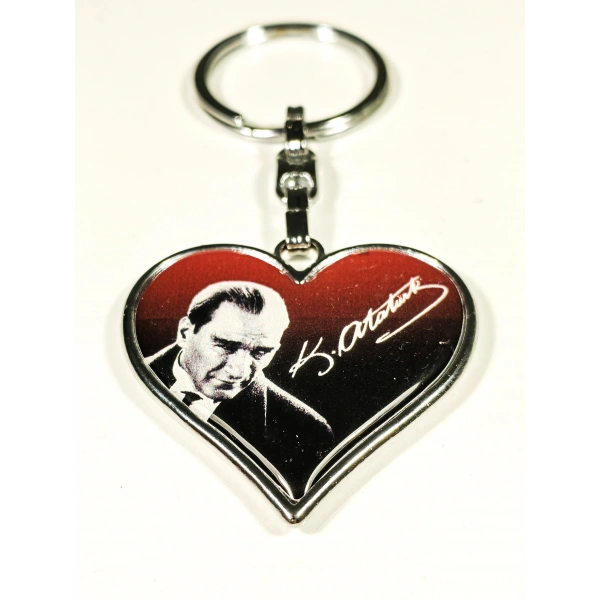 Atatürk Resimli ve İmzalı Metal Anahtarlık