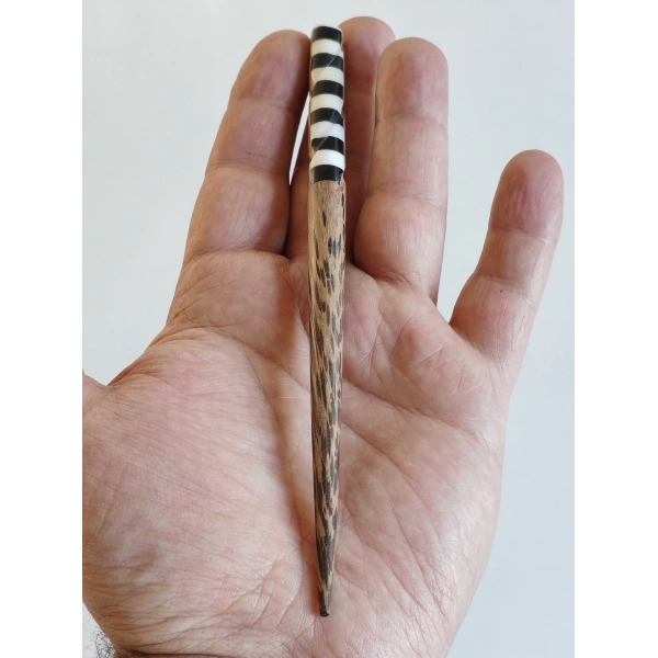 Geometrik Kontrastlı Sedef ve Bambu Saç Çubuğu