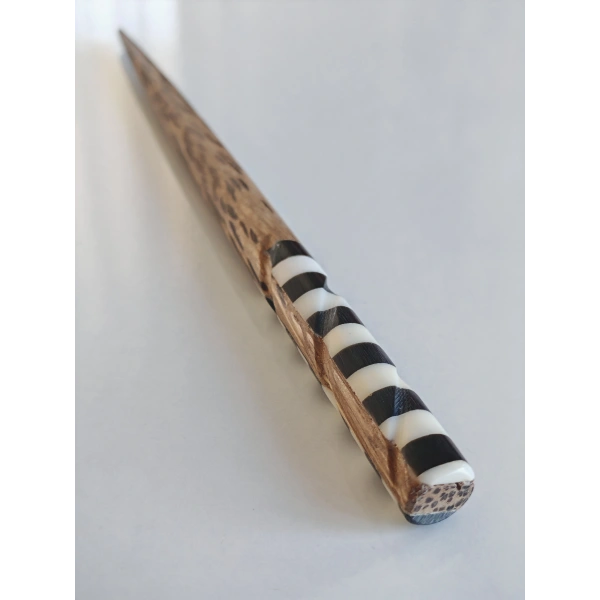 Geometrik Kontrastlı Sedef ve Bambu Saç Çubuğu