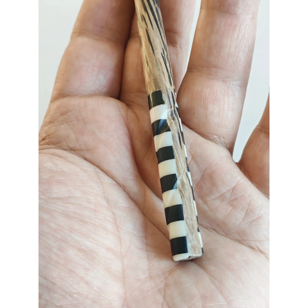 Geometrik Kontrastlı Sedef ve Bambu Saç Çubuğu