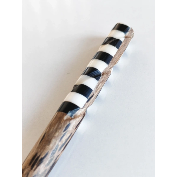 Geometrik Kontrastlı Sedef ve Bambu Saç Çubuğu