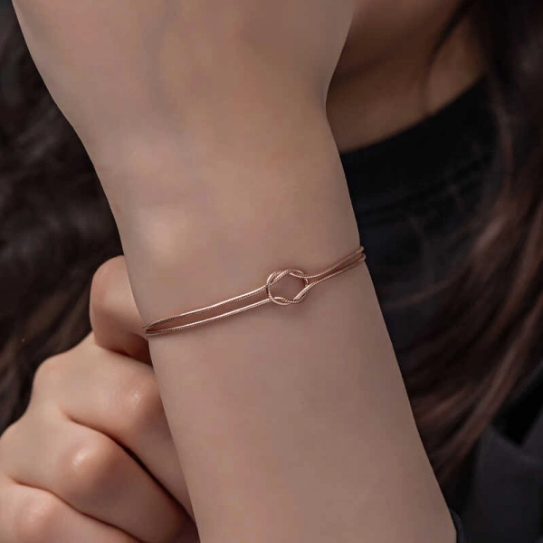Gümüş Rose Aşk Düğüm Kadın Bileklik