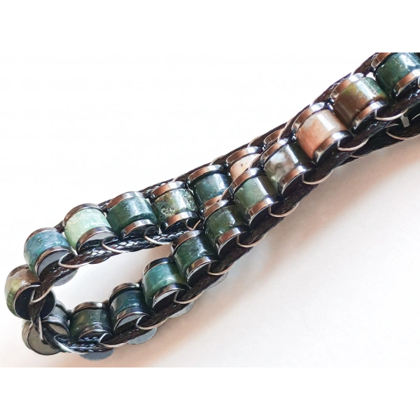 Hint Akik Doğal Taş Örme Erkek Bilekliği 6X3 mm