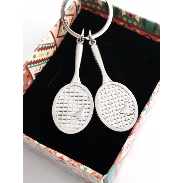 İki Adet Raketli Metal Anahtarlık