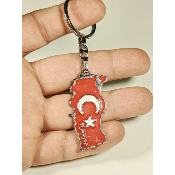 Ay Yıldızlı Türkiye Haritalı Türkiye Yazılı Metal Anahtarlık