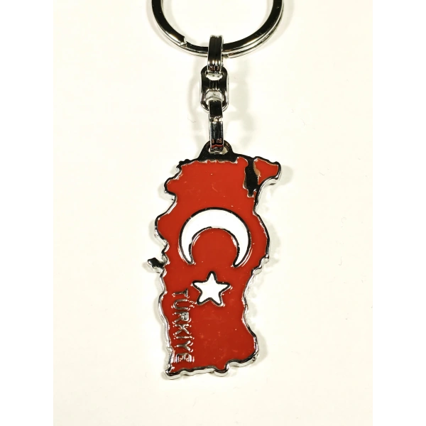 Ay Yıldızlı Türkiye Haritalı Türkiye Yazılı Metal Anahtarlık