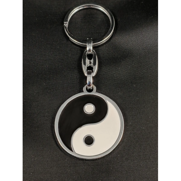 Yin ve Yang Siyah ve Beyaz Metal Anahtarlık
