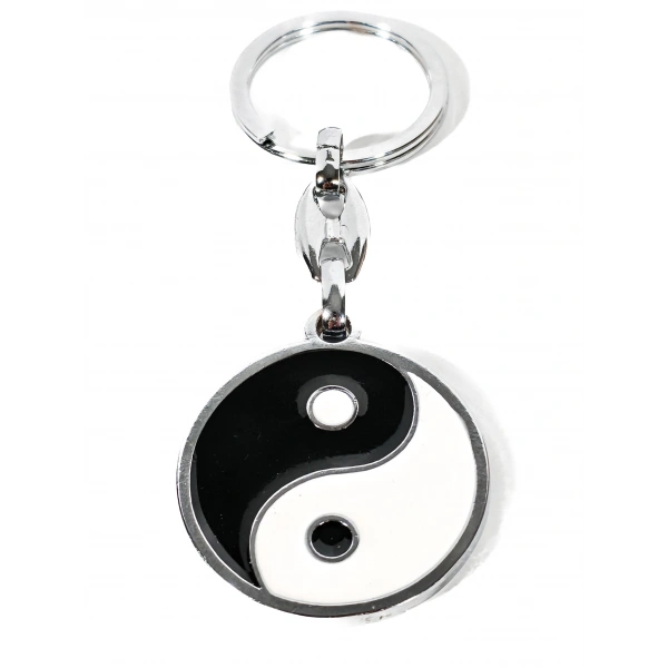 Yin ve Yang Siyah ve Beyaz Metal Anahtarlık