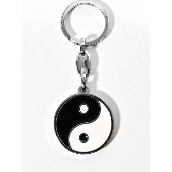 Yin ve Yang Siyah ve Beyaz Metal Anahtarlık