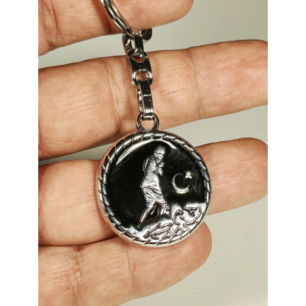 Atatürk Silüetli Siyah Metal Anahtarlık