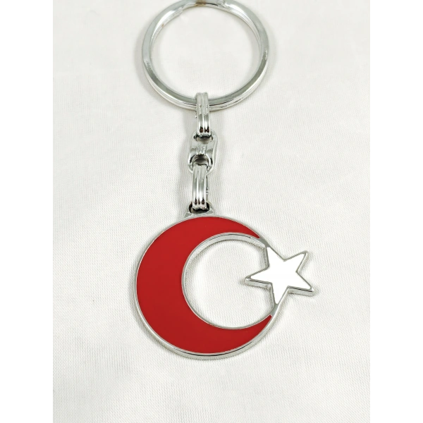 Ay ve Yıldız formunda Metal Anahtarlık