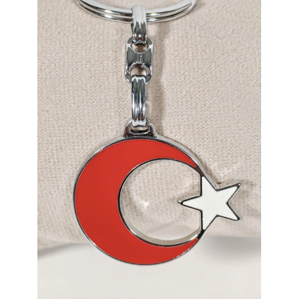 Ay ve Yıldız formunda Metal Anahtarlık