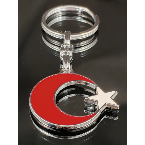 Ay ve Yıldız formunda Metal Anahtarlık
