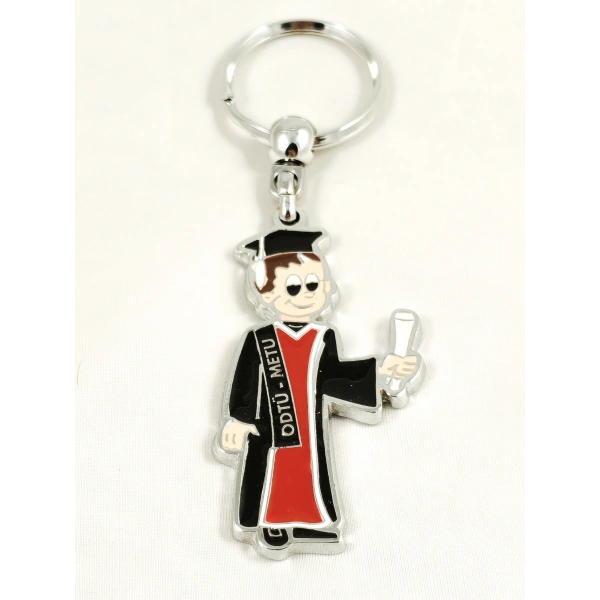 Mezun Erkek Öğrenci Metal Anahtarlık