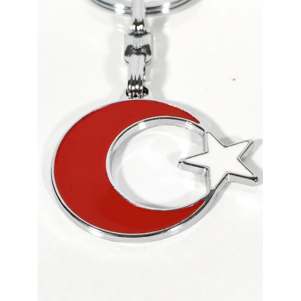 Ay ve Yıldız formunda Metal Anahtarlık