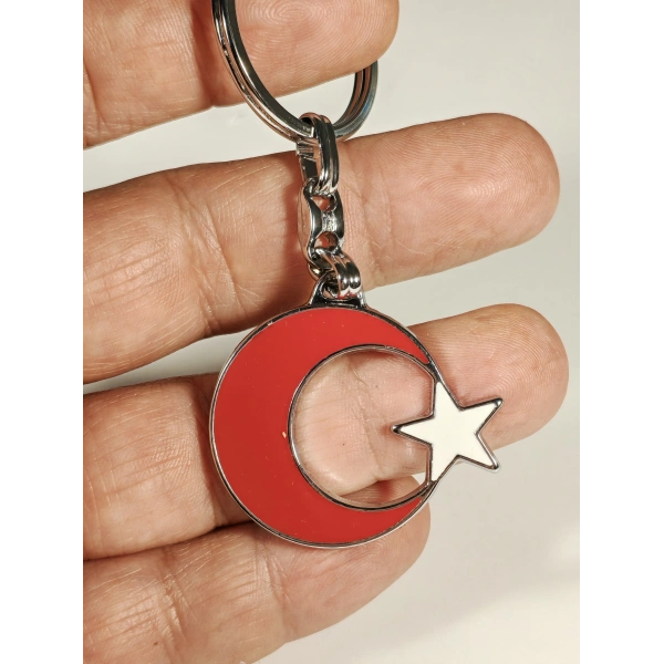 Ay ve Yıldız formunda Metal Anahtarlık