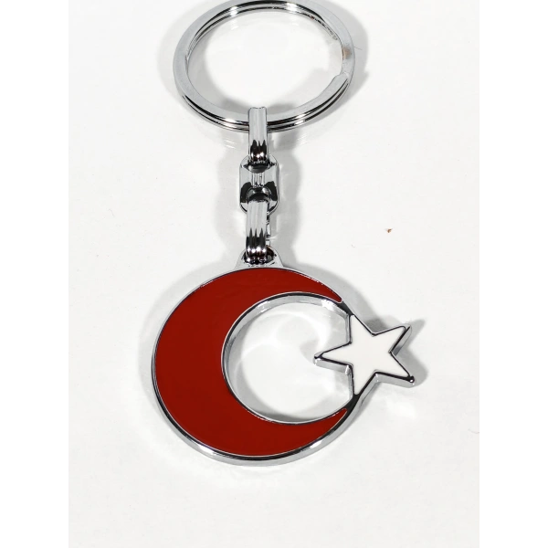 Ay ve Yıldız formunda Metal Anahtarlık