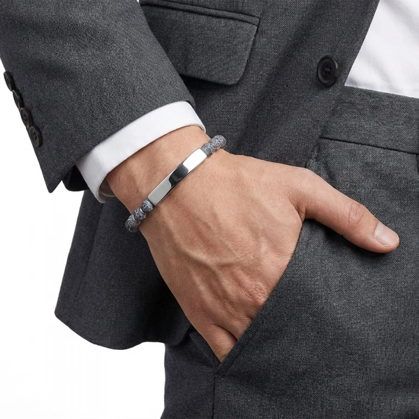 Moncuk Design Mat Akik Beyaz İsim Yazılabilir Ve Ayarlanabilir Çelik Zincir Bileklik 33512B29D3