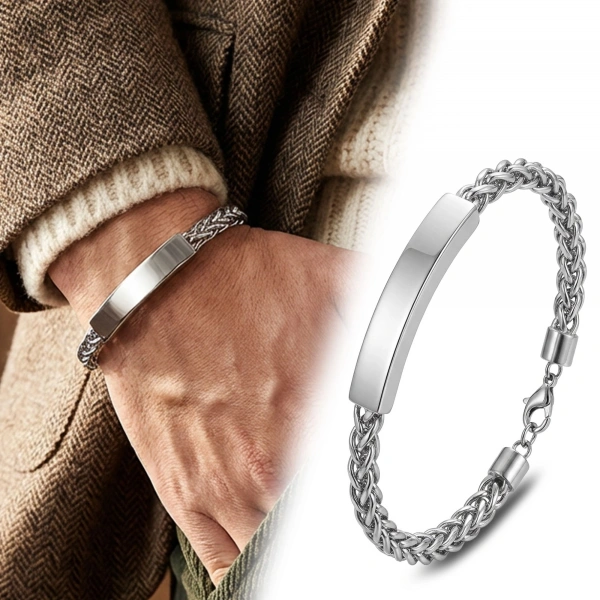 Moncuk Design İsim Yazılabilir Ayarlanabilir Çelik Zincir Plaka Bileklik 33514B29D2