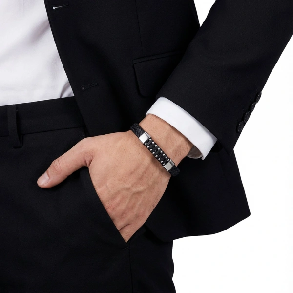 Moncuk Design Deri Çelik Damla Zincir Dolama Bileklik – Siyah 33514B1D7