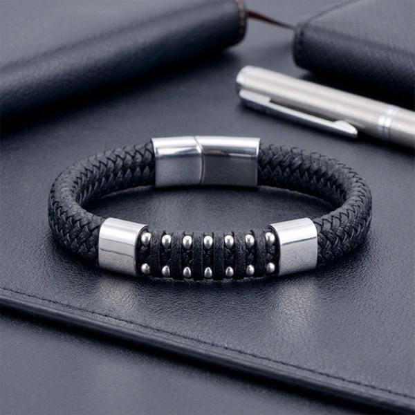 Moncuk Design Deri Çelik Damla Zincir Dolama Bileklik – Siyah 33514B1D7