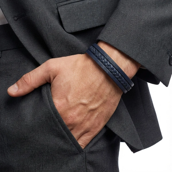 Moncuk Design Sadece Lacivert Saç Örgülü Çoklu Bileklik 33513B10D6