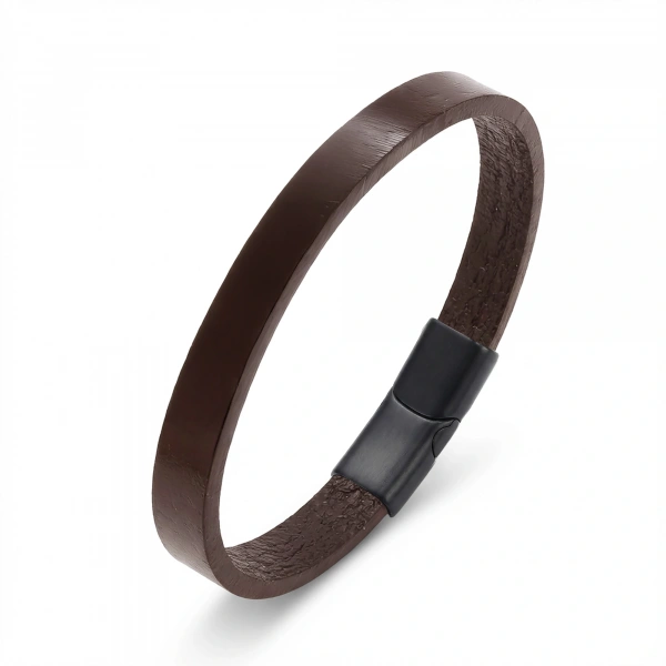 Moncuk Design Kahverengi PU Deri Zamak Erkek Bileklik 33513B16D1