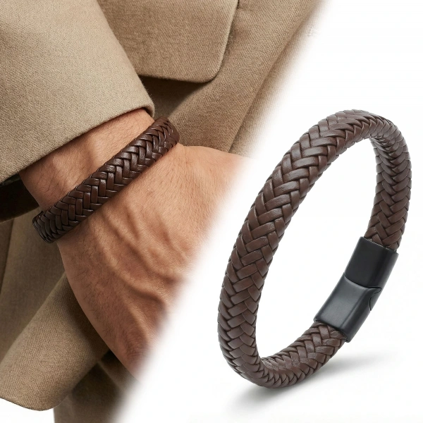 Moncuk Design Kahve Deri Örgü Bileklik Zamak Kilit 33513B4D5Z