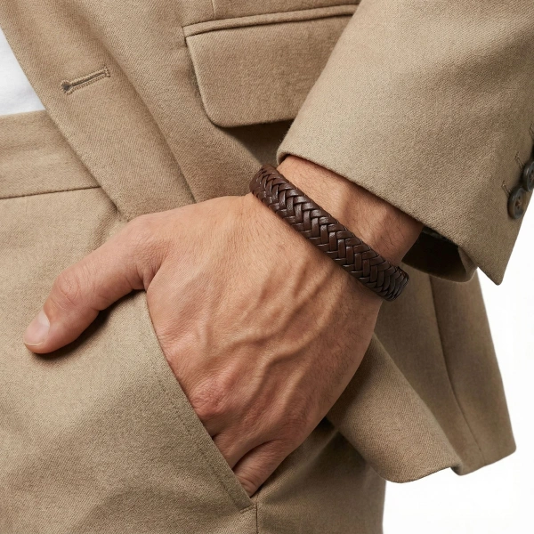 Moncuk Design Kahve Deri Örgü Bileklik Zamak Kilit 33513B4D5Z