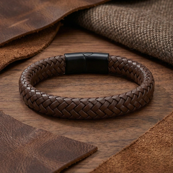 Moncuk Design Kahve Deri Örgü Bileklik Zamak Kilit 33513B4D5Z