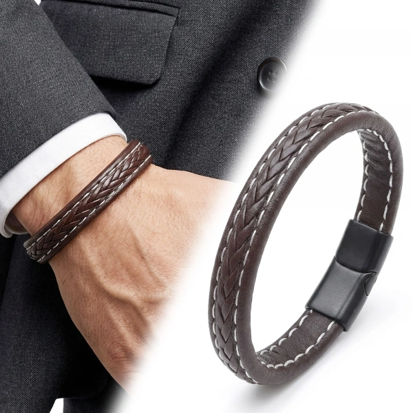 Moncuk Design Kahve Saç Örgülü Deri Bileklik Zamak Kilit 33513B8D1Z