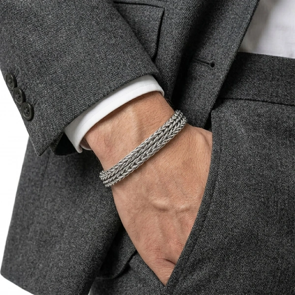 Moncuk Design Sarmal Çelik Zincir Örgülü Erkek Bileklik 33515B2D3