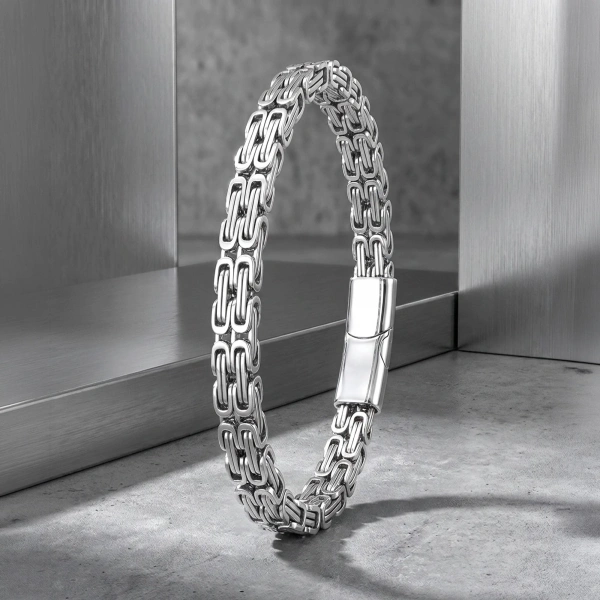 Moncuk Design Çiftli 4mm Kral Model Çelik Zincir Erkek Bileklik – Çelik Kilitli 33515B2D4