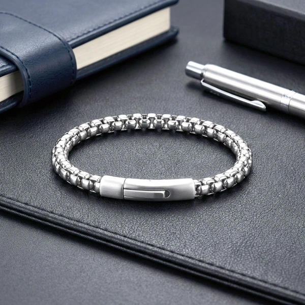 Moncuk Design  Tekli 4mm Arnavut Model Çelik Zincir Erkek Bileklik – Çelik Kilitli 33515B2D6