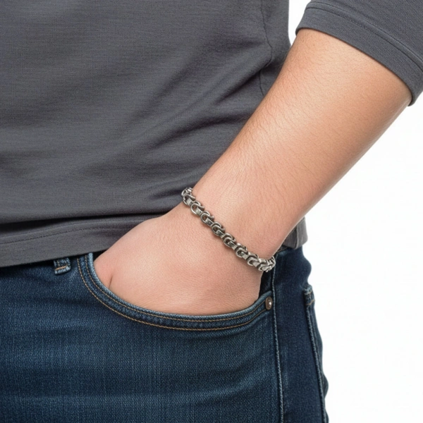 Moncuk Design Box Cuban Çelik Zincir Bileklik 6mm 3351CZB2D11