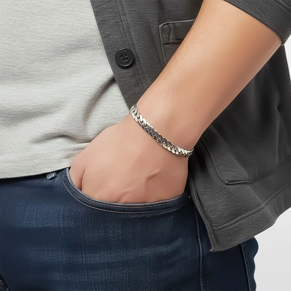 Moncuk Design Balık Sırtı Mariner Çelik Zincir Bileklik 6mm 3351CZB2D14