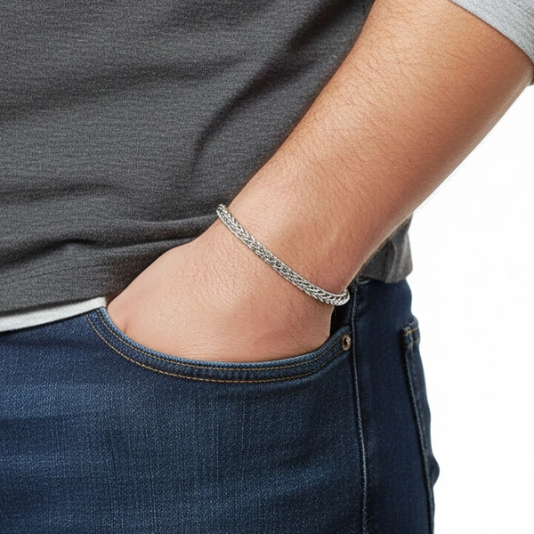 Moncuk Design Tilki Kuyruğu Çelik Zincir Bileklik 4mm Köşeli 3351CZB2D2