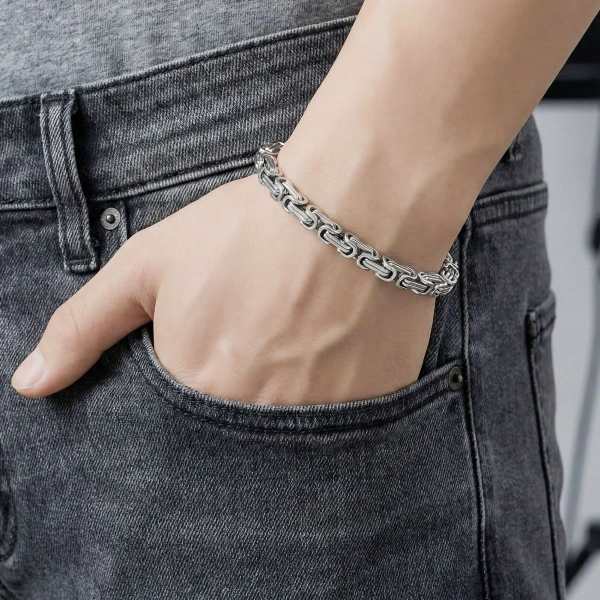 Moncuk Design Kral Çelik Zincir Bileklik 5mm 3351CZB2D4