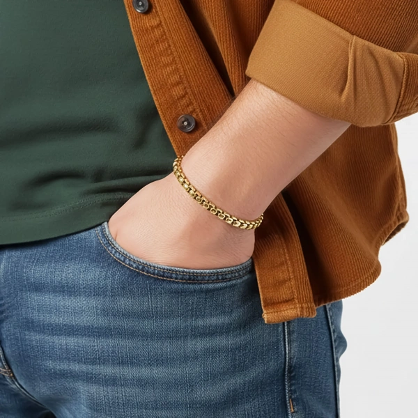Moncuk Design Arnavut Çelik Zincir Bileklik 6mm Yuvarlak 3351CZB2D6
