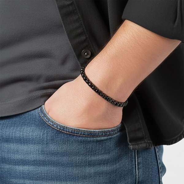 Moncuk Design Arnavut Çelik Zincir Bileklik 6mm Yuvarlak 3351CZB2D6