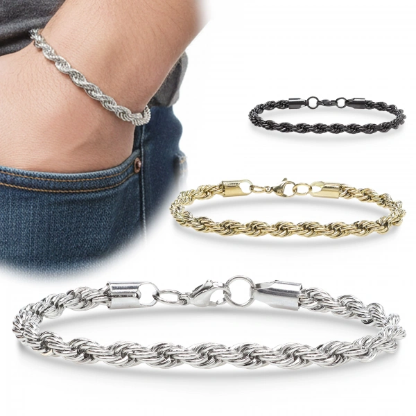 Moncuk Design Rope Halat Çelik Zincir Bileklik 6mm 3351CZB2D8