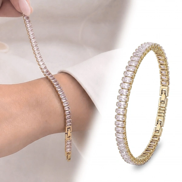 Moncuk Design 5mm Pembe Zirkon Taşlı Ayarlanabilir Su Yolu Kadın Bileklik 3351KBV4D1