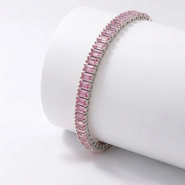 Moncuk Design 5mm Pembe Zirkon Taşlı Ayarlanabilir Su Yolu Kadın Bileklik 3351KBV4D1